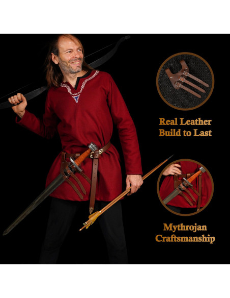 Renaissance leren riem in bruin,...