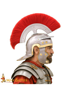 Centurionshelm van Romeinse Keizer met rode kuif 2