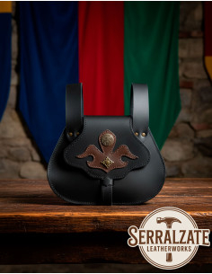 Mittelalterliche Ledertasche im Modell Catalina, schwarz 2