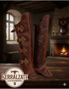 Mittelalterliche Beinschützer Sir William mit 4 Schnallen...