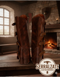 Middeleeuwse legguards Sir William met 4 gespen - Bruin 2