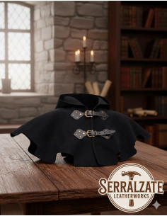 Medievaler Gugel und Schulterüberwurf Godfrey in Schwarz 2