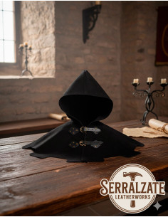 Medievaler Gugel und Schulterüberwurf Godfrey in Schwarz