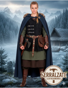 Chaleco Vikingo Hildr en piel - Negro 2