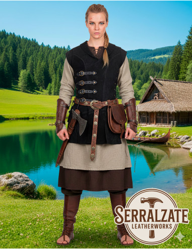 Medieval Brava vest i læder - Sort