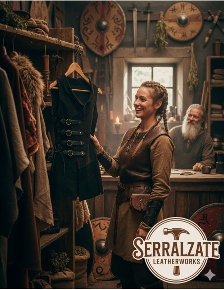 Medieval Brava vest i læder - Sort Medieval Brava vest i læder - Sort