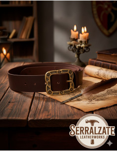 Middeleeuwse leren riem model Mateo, Bruin