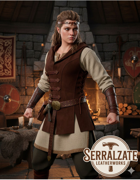 Wikingerschurz Hildr aus Leder - Braun