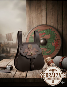 Bolso vikingo en cuero modelo Gunnhild, marrón