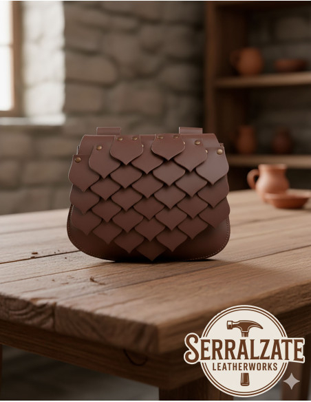 Bolso medieval cuero escamas dragón,...