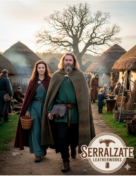 Bolso Celta anillo y cruz en cuero negro