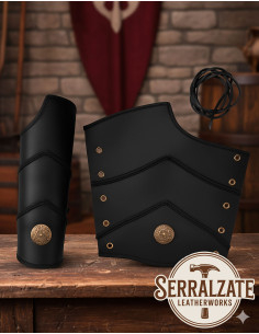 Middeleeuwse leren armbanden Guillermo, zwart van kleur