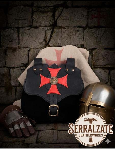 Bolso templario negro cruz paté, para...