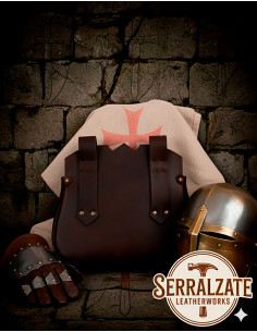 Bolso templario marrón oscuro cruz paté, para cinturón 2