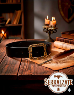 Middeleeuwse leren riem model Mateo, Zwart