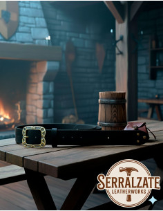 Mittelalterlicher Ledergürtel Modell Mateo, Schwarz 2