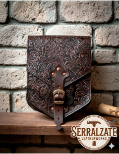 Mittelalterliche Gürteltasche mit geprägtem Robert,...
