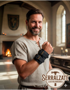 Aanpasbare middeleeuwse herenarmband in zwart, 1 stuk