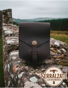 Celtische leren tas in model Brigida, donkerbruin