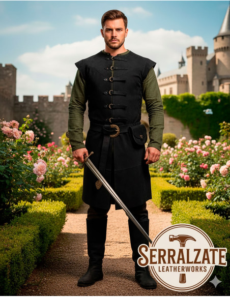 Middeleeuwse tuniek Baldomero - Zwart