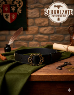 Mittelalterlicher Götfried-Gürtel aus Leder - Schwarz 2