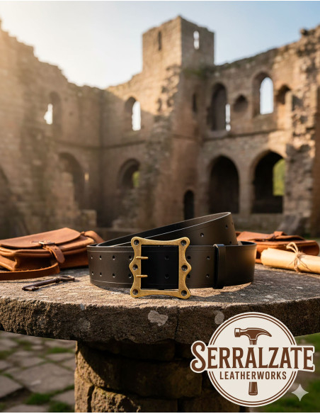 Cinturón medieval ancho Ivo - Negro