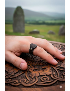 Grüner Lugh keltischer Leder-Ring