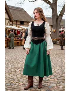 Middelalderlig læderkorsett model Granada - Sort 2