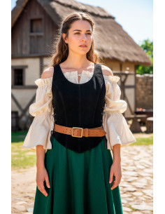 Corpiño medieval de cuero modelo Granada - Negro