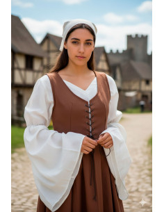Sobrevesta medieval Marketta para mujer - Marrón