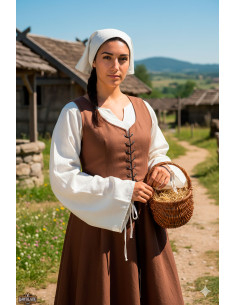 Sobrevesta medieval Marketta para mujer - Marrón 2