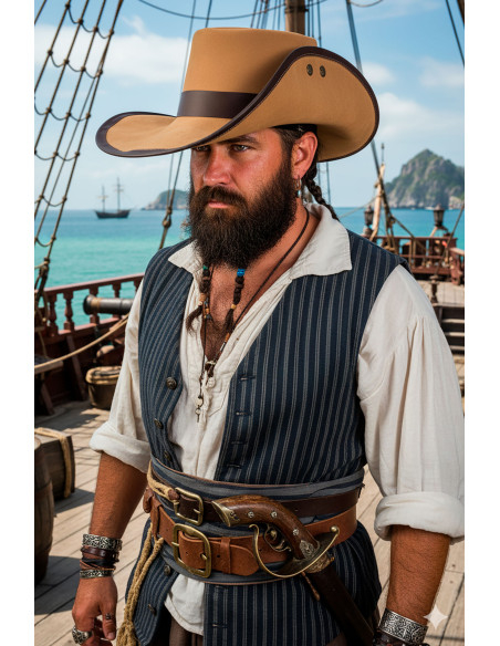 Breiter Piratenhut in Hellbraun