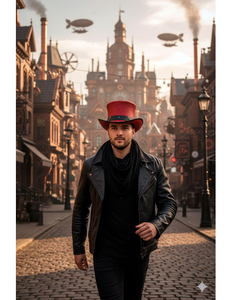 Zwarte hoed Samedi - Rood