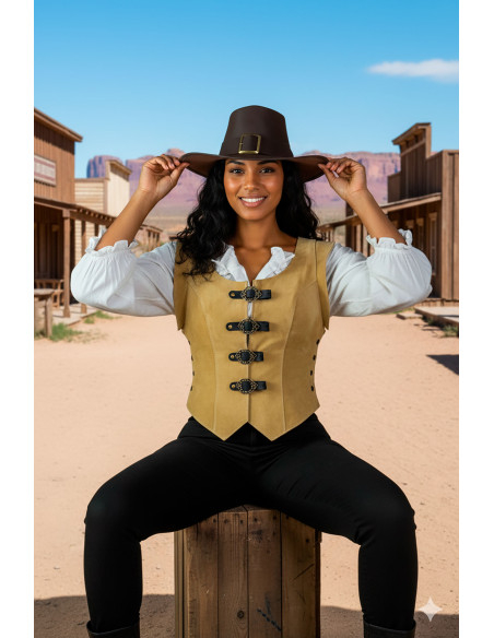 Sombrero Solomon Kane en cuero marrón...