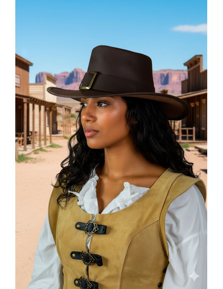 Sombrero Solomon Kane en cuero marrón...