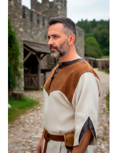 Túnica medieval Deherd en lino - Marrón 2