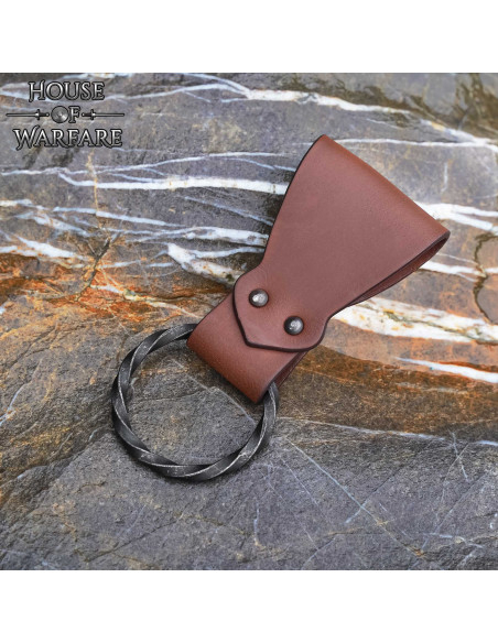 Leren riem met gevlochten ring, bruin