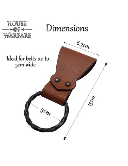 Leren riem met gevlochten ring, bruin