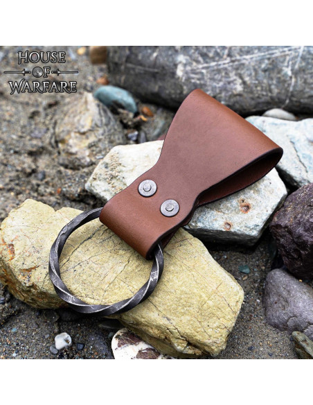 Leren riem met gevlochten ring, bruin