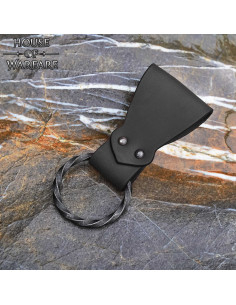 Leren riem met gevlochten ring, zwart