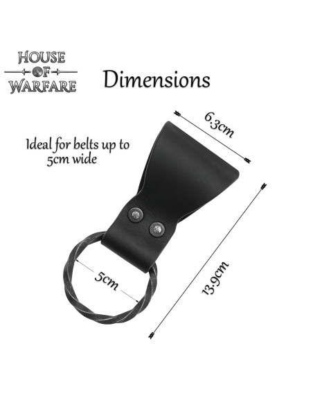 Læderhalsbånd med flettet ring, sort