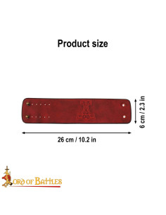 Brazalete medieval en cuero diseño relieve martillo Thor,... 2