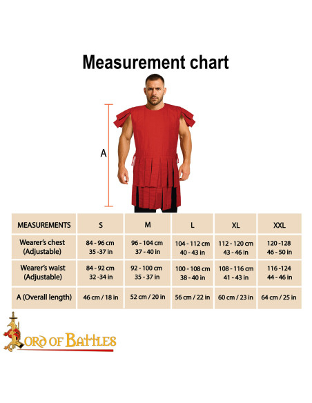 Romersk polstret vest i bomuld, rød Romersk polstret vest i bomuld, rød