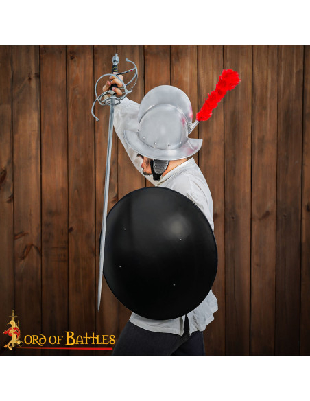 Escudo medieval redondo color negro...