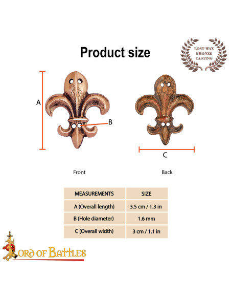 Set 3 adornos medievales flor de lis...