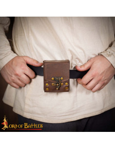 Bolso pequeño en cuero para cinturón, color marrón 2