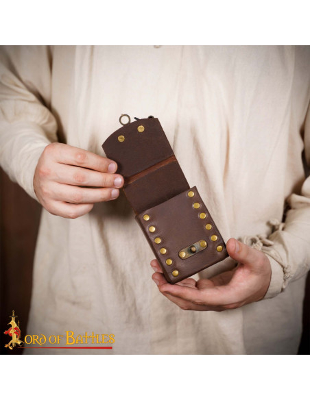 Kleine leren tailleportemonnee, bruin