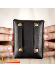Bolso pequeño en cuero para cinturón, color negro 2