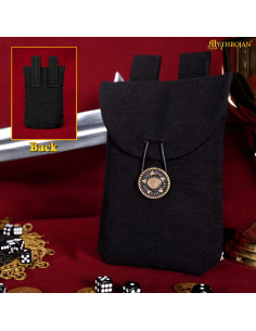 Bolsa limosnera medieval en algodón negro con cierre latón