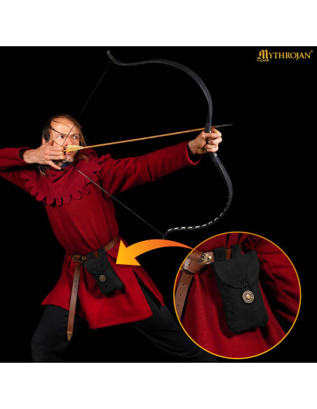 Medieval lommepung i sort bomuld med...